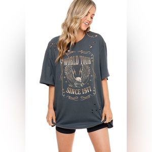 Distressed Graphic T-Shirt Dress